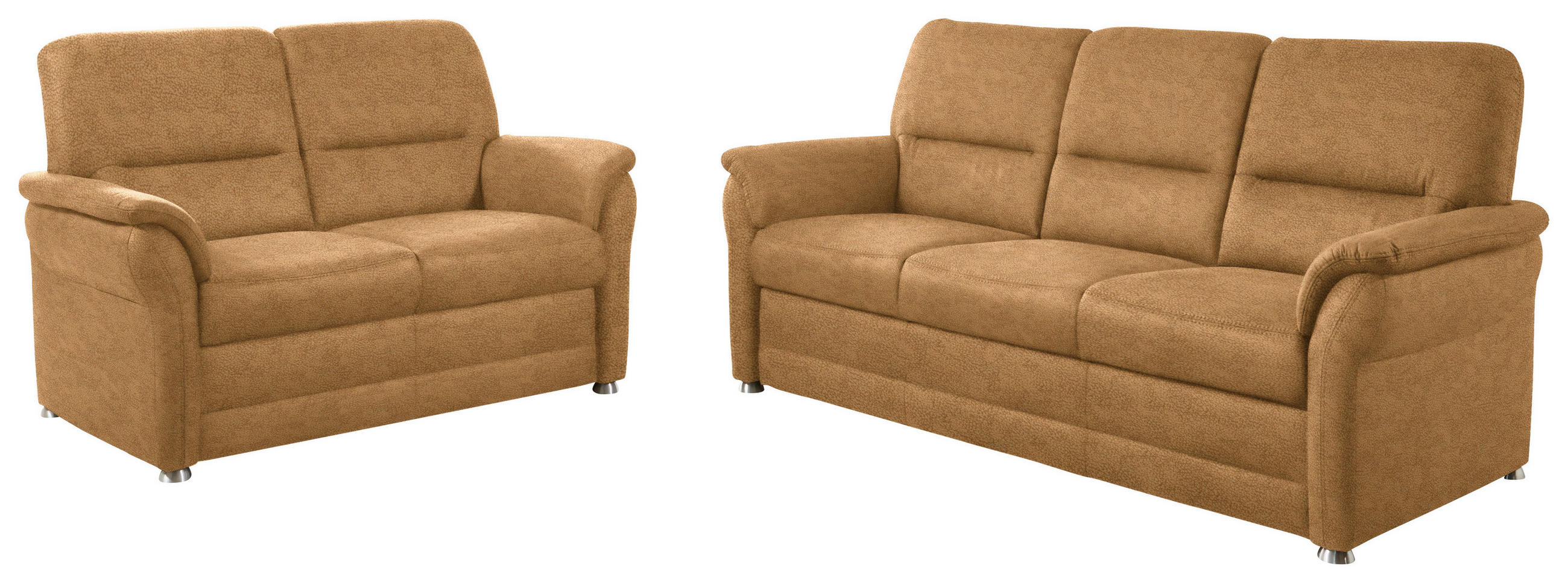 SITZGARNITUR in Mikrofaser Honig  - Alufarben/Honig, KONVENTIONELL, Textil/Metall (192/96/89cm) - Beldomo Comfort