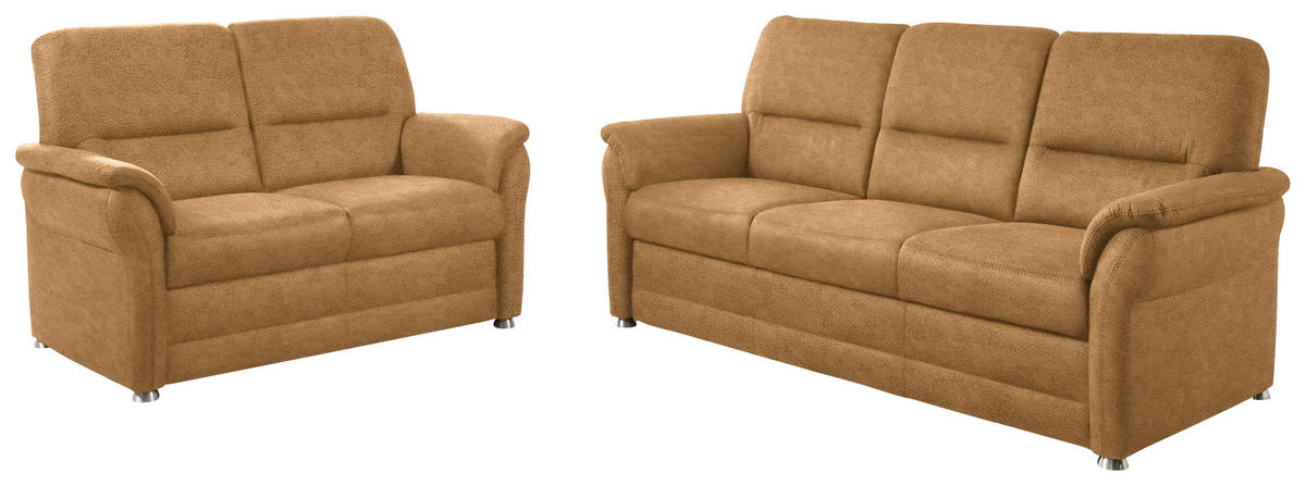 SITZGARNITUR Mikrofaser Honig  - Alufarben/Honig, Konventionell, Textil/Metall (192/96/89cm) - Beldomo Comfort