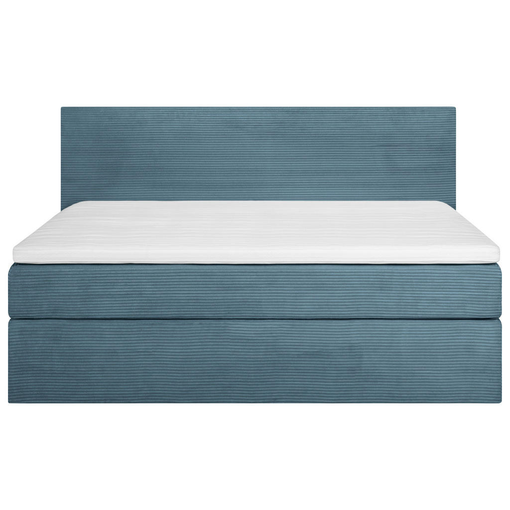 Thumbnail - Boxxx Boxspringbett, Blau, Textil, Birke, massiv, H5, 7-Zonen, Höhe ca. 19 cm, 160x200 cm, Topper durchgehend, in versch...