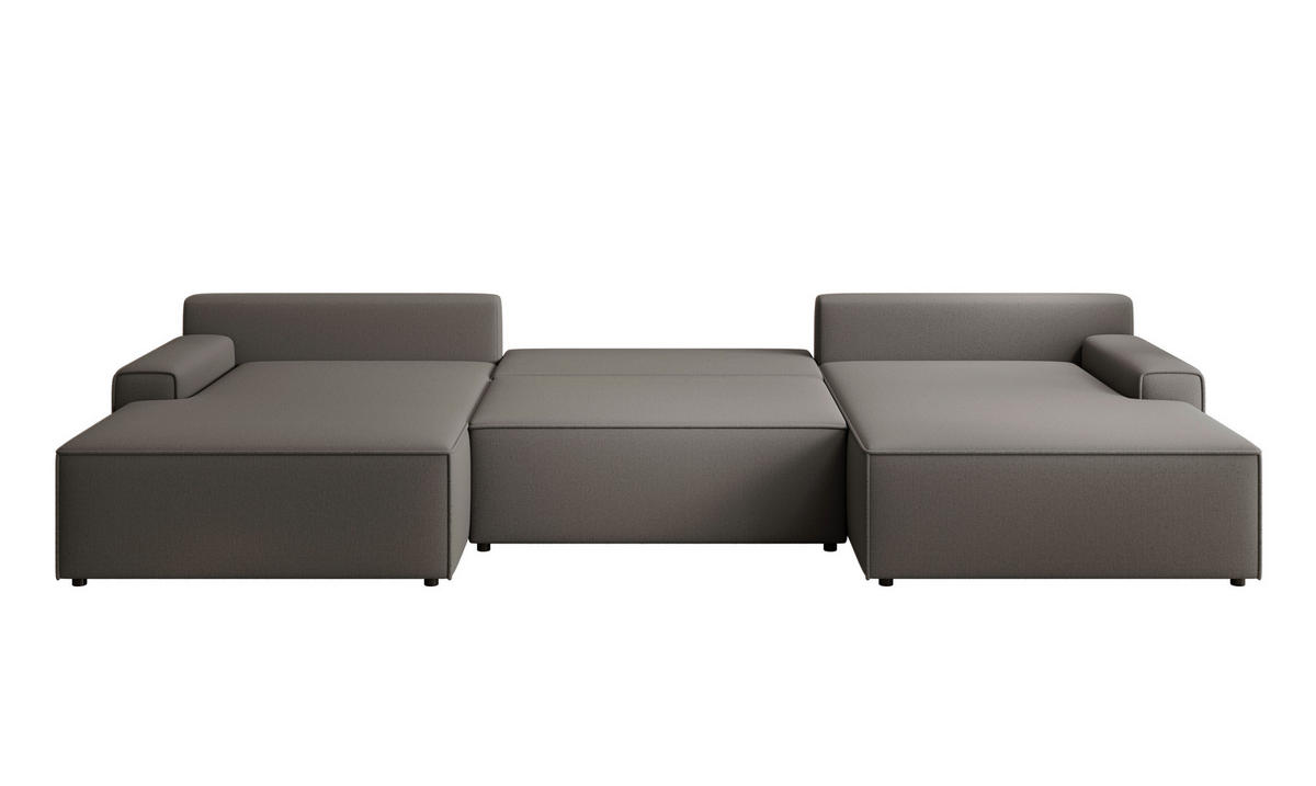 WOHNLANDSCHAFT CHALLENGE Graphitfarben Struktur  - Schwarz/Graphitfarben, MODERN, Kunststoff/Textil (168/333/168cm) - Trendmanufaktur