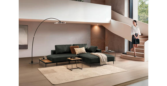 ECKSOFA  in Echtleder Anthrazit  304/201 cm  - Anthrazit/Schwarz, Design, Leder/Metall (304/201cm) - Belluti