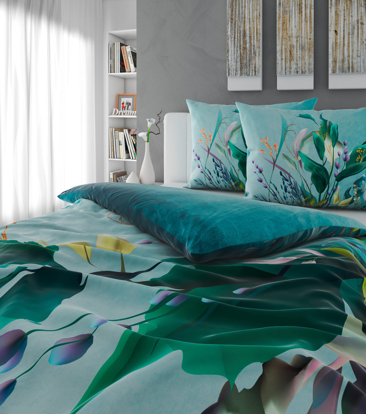 POSTELJINA SA DVA LICA 200/200 cm saten zelena  - zelena, Osnovno, tekstil (200/200cm) - Esposa