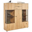HIGHBOARD Wildeiche  136,9/138,3/37,1 cm  - Wildeiche/Schwarz, Natur, Glas/Holz (136,9/138,3/37,1cm) - Valnatura