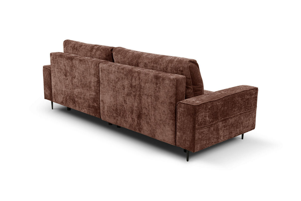 ECKSOFA PABLO Kupferfarben Struktur Rückenkissen, Bettkasten  - Schwarz/Kupferfarben, Design, Holz/Textil (260/160cm) - MID.YOU