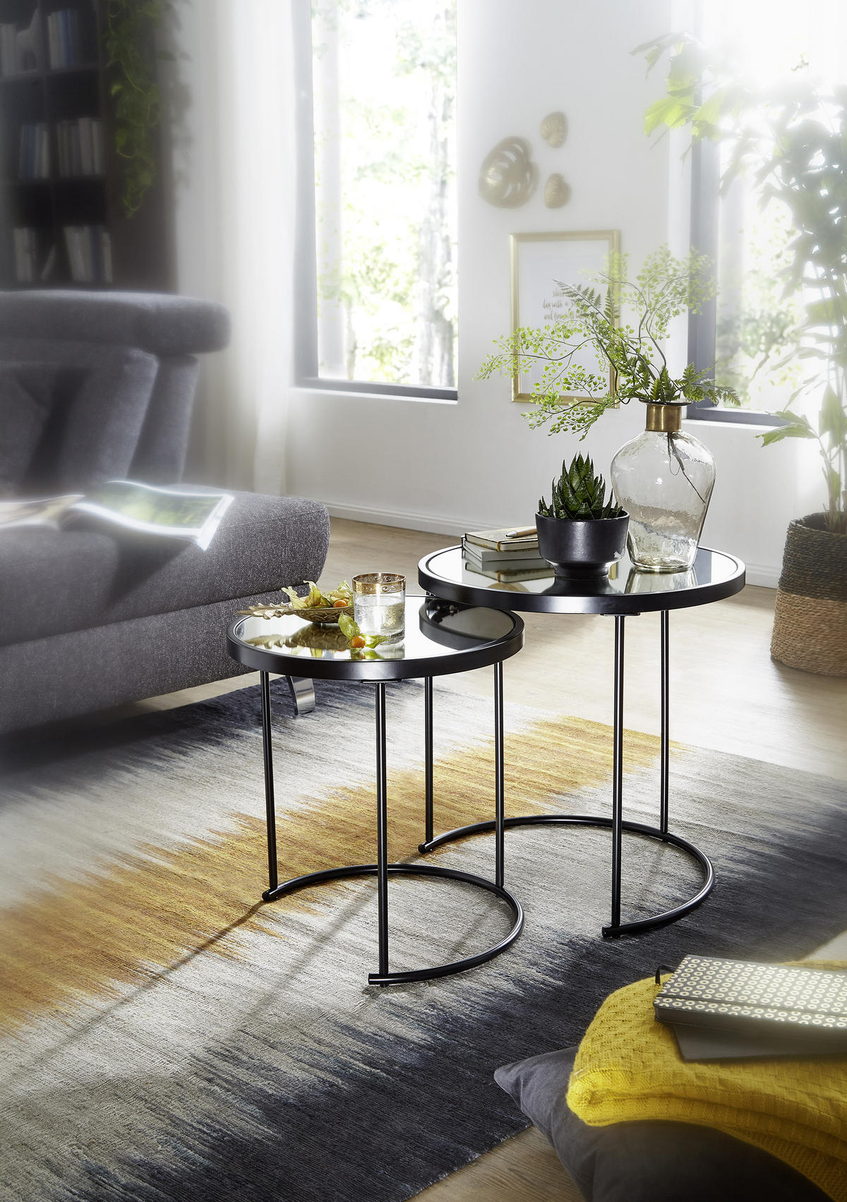 SATZTISCH in Glas 50/50/50,5 cm  - Schwarz, Design, Glas/Metall (50/50/50,5cm) - MID.YOU