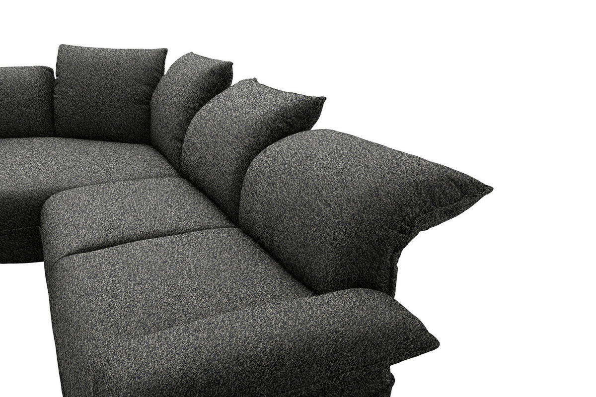 ECKSOFA Chenille Blaugrau  - Blaugrau/Schwarz, Design, Kunststoff/Textil (154/343cm) - Koinor
