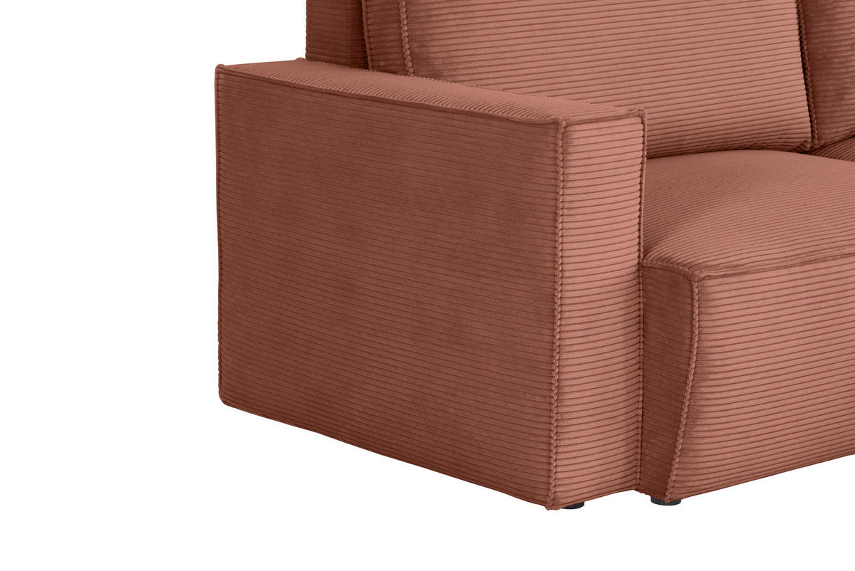 ECKSOFA in Feincord Rostfarben  - Rostfarben/Schwarz, KONVENTIONELL, Kunststoff/Textil (242/151cm) - Carryhome