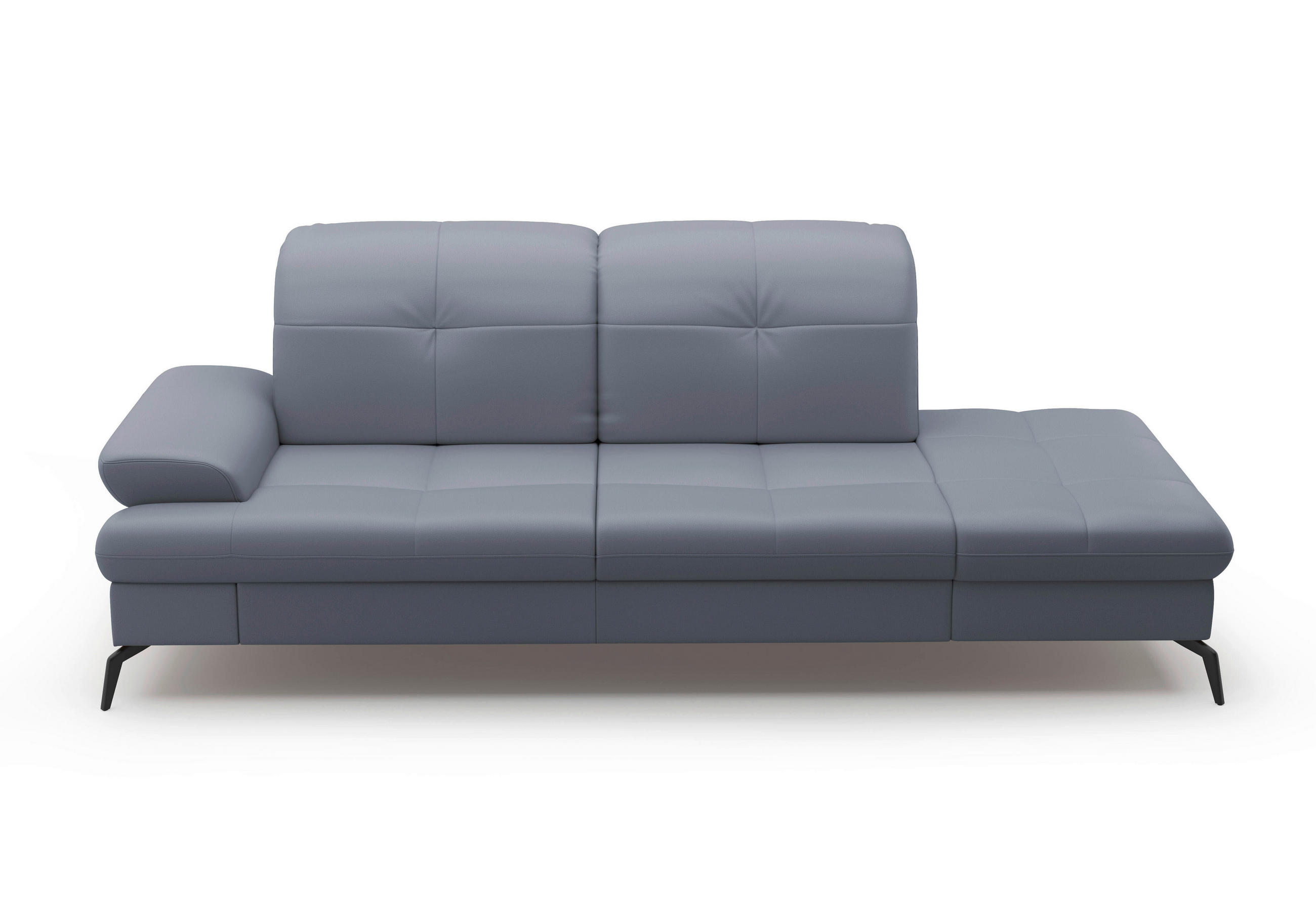 RÉCAMIERE Graublau Kombination Echtleder/Stoff Vliesstoff  - Graublau/Schwarz, KONVENTIONELL, Leder/Textil (231/90/122cm) - Sit & More