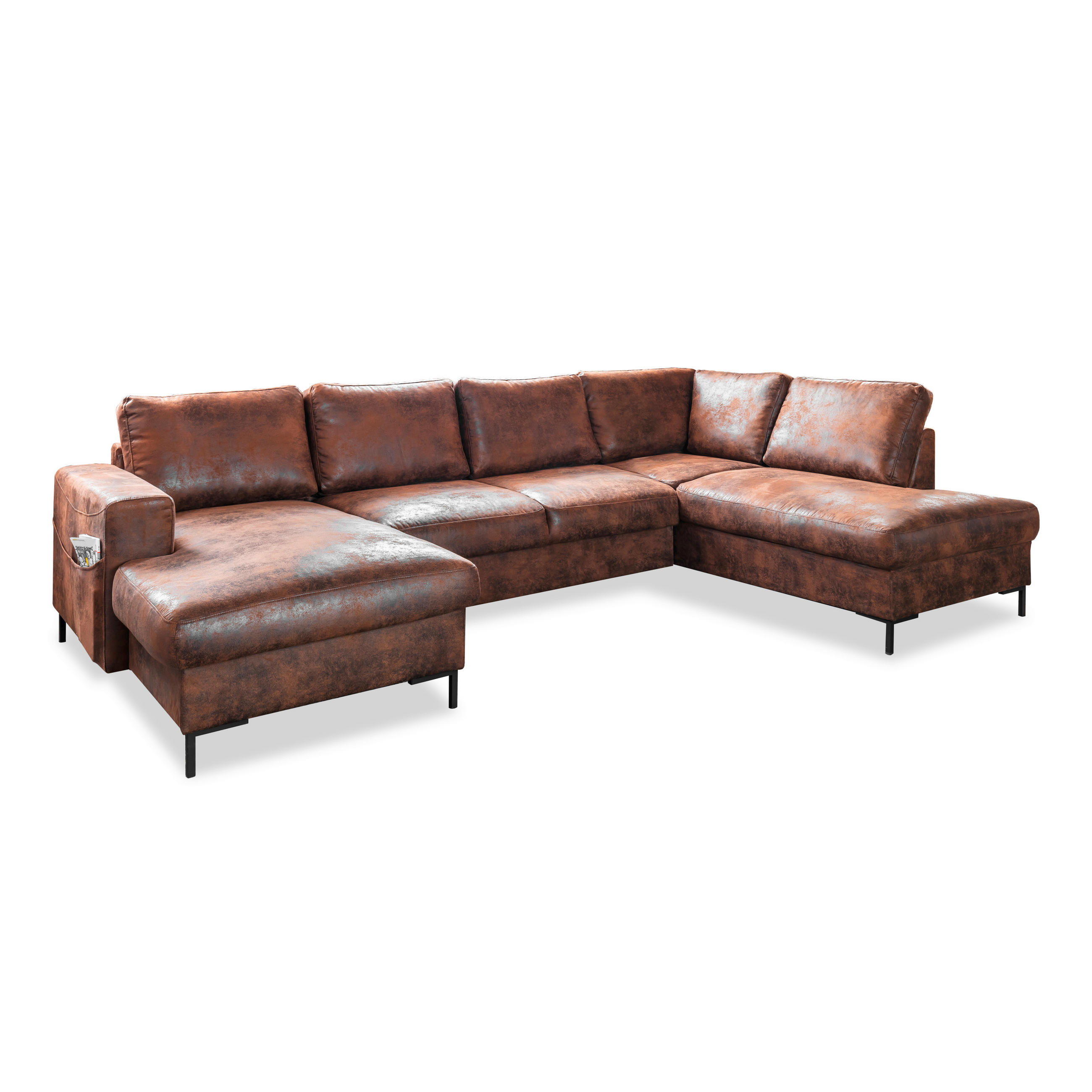 SJEDEĆA GARNITURA tekstil  smeđa   - crna/smeđa, Moderno, tekstil/metal (149/304/198cm) - MID.YOU