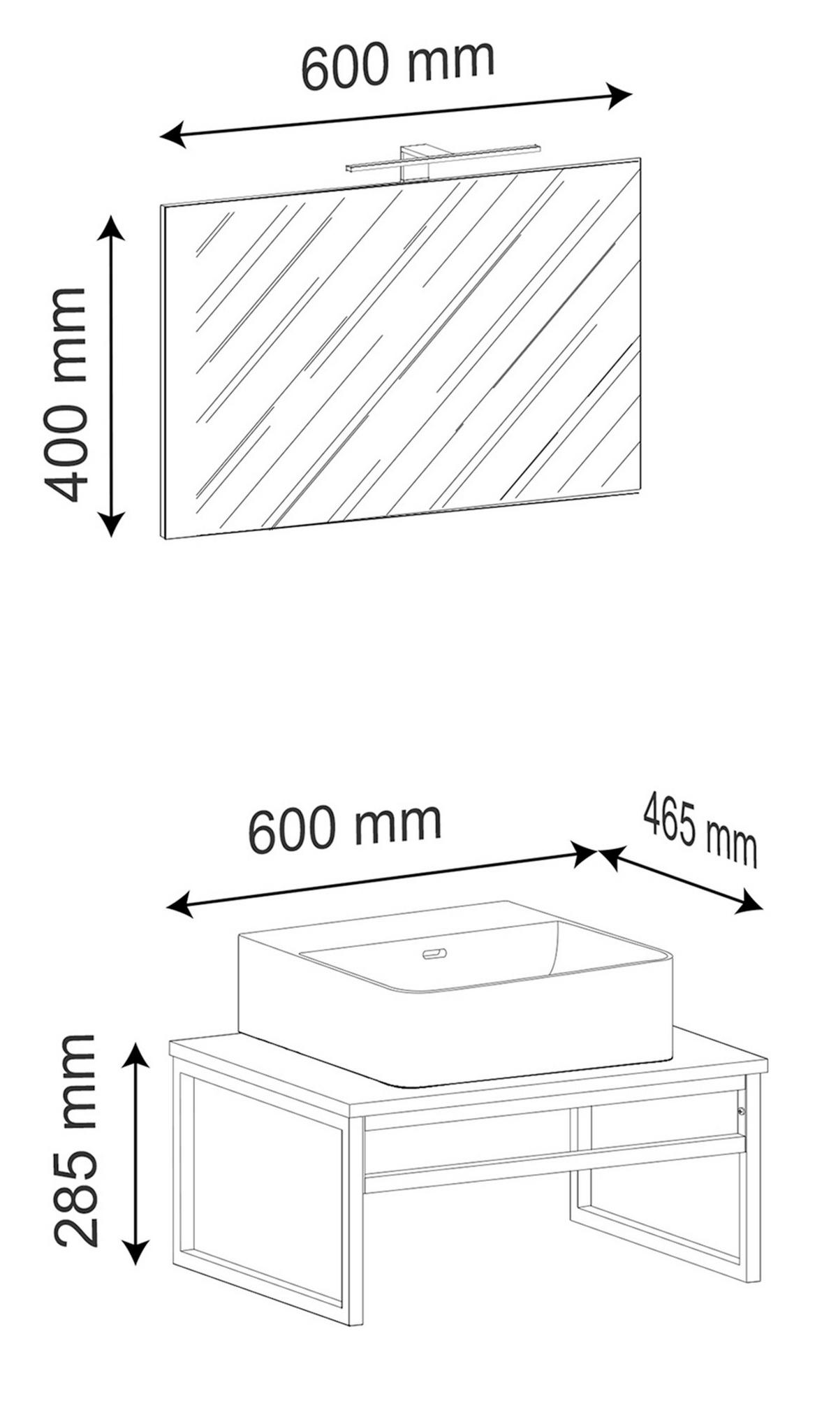 BADRUM 60 cm  - vit/honungsek, Modern, metall/trämaterial (60cm) - MID.YOU