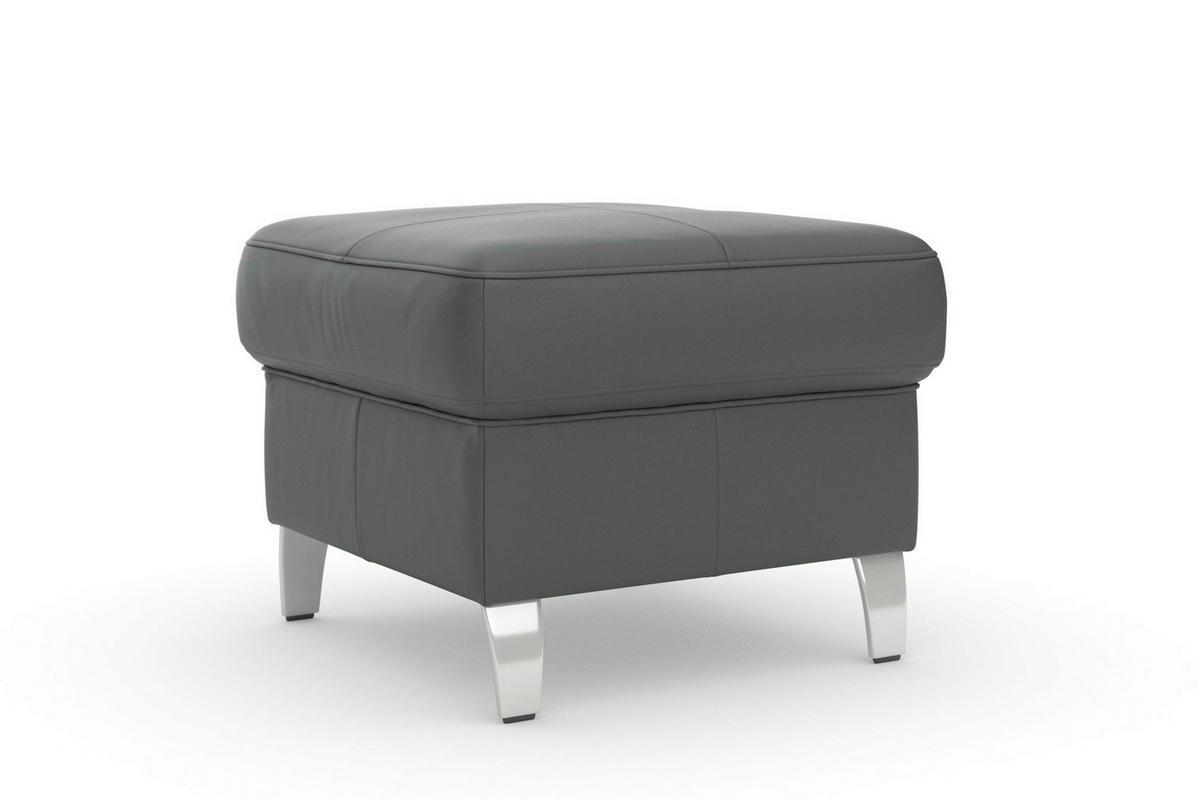 HOCKER Leder Anthrazit  - Chromfarben/Anthrazit, Basics, Leder/Metall (58/48/58cm) - Sit & More
