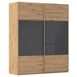 SCHWEBETÜRENSCHRANK 181/223/68 cm 2-türig Schwarz, Eiche Artisan  - Eichefarben/Schwarz, Design, Glas/Holzwerkstoff (181/223/68cm) - Xora