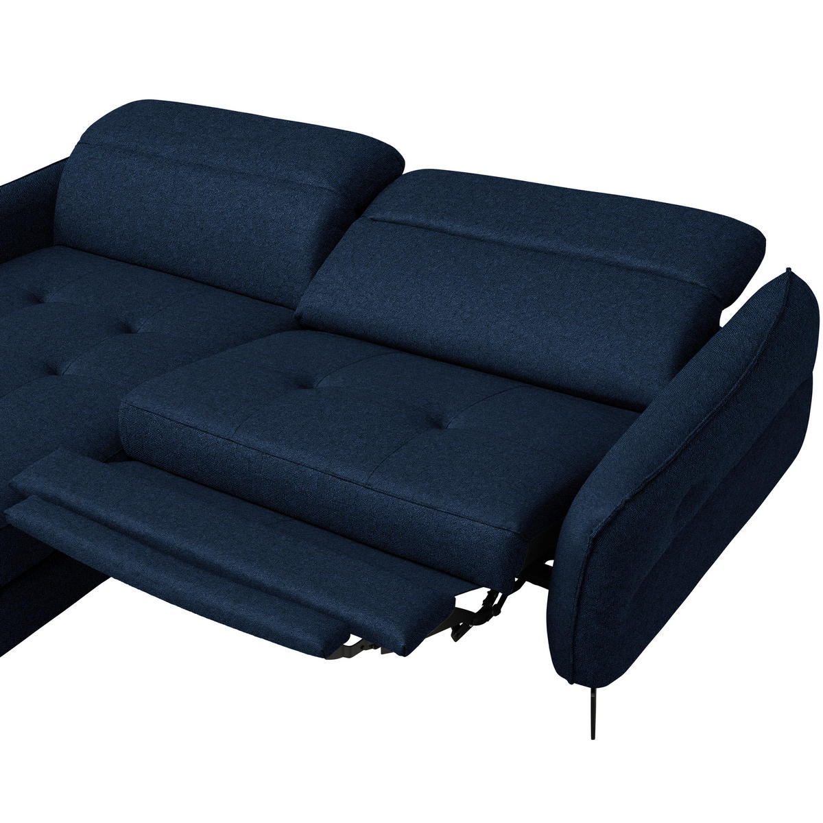 ECKSOFA Flachgewebe Dunkelblau  - Schwarz/Dunkelblau, Design, Textil/Metall (175/246cm) - Celina