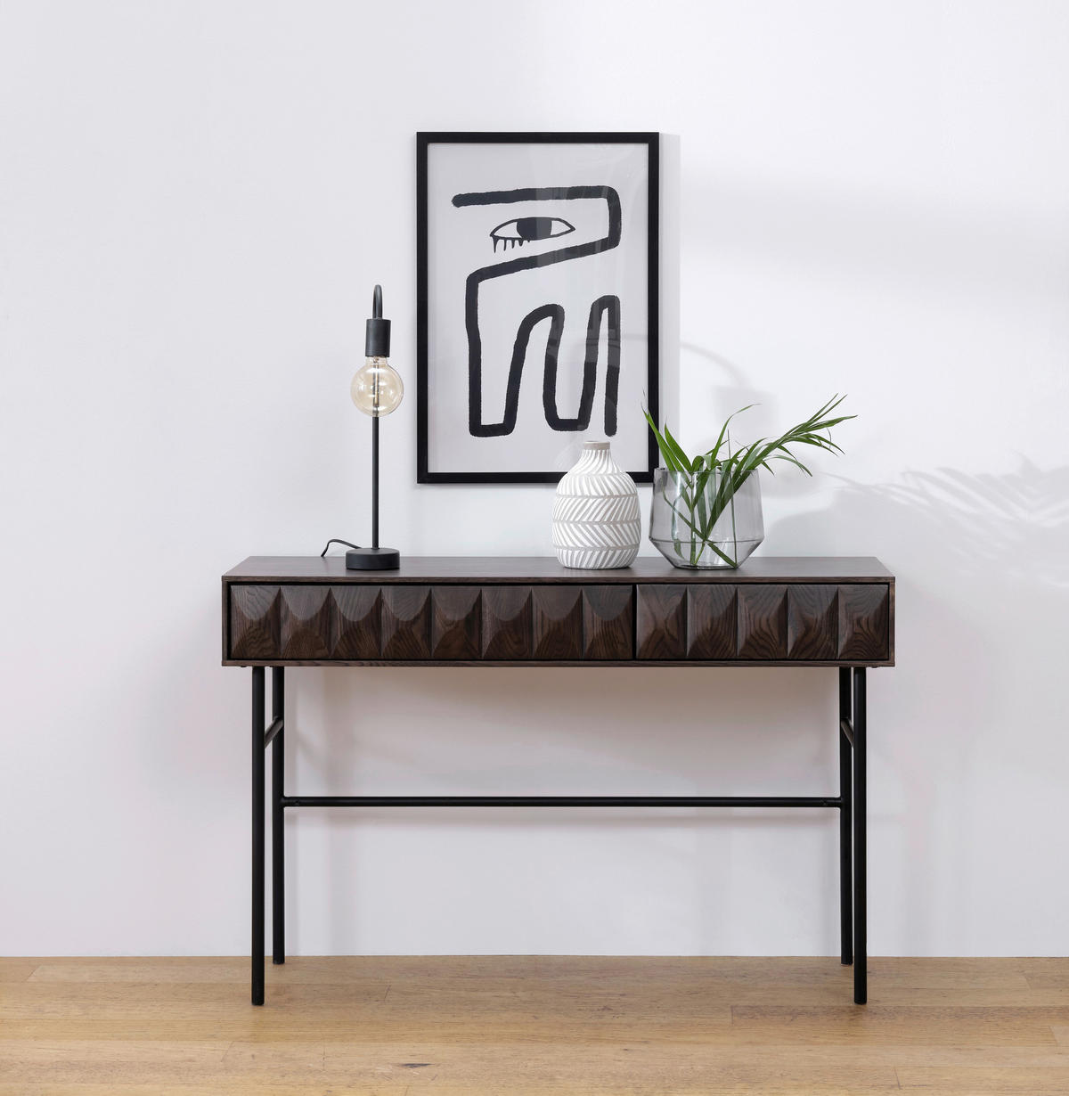 KONSOLENTISCH LATINA CONSOLE TABLE W117 CM Eiche furniert, teilmassiv Dunkelbraun  - Dunkelbraun/Schwarz, MODERN, Holz/Holzwerkstoff (117/39/75cm) - Carryhome