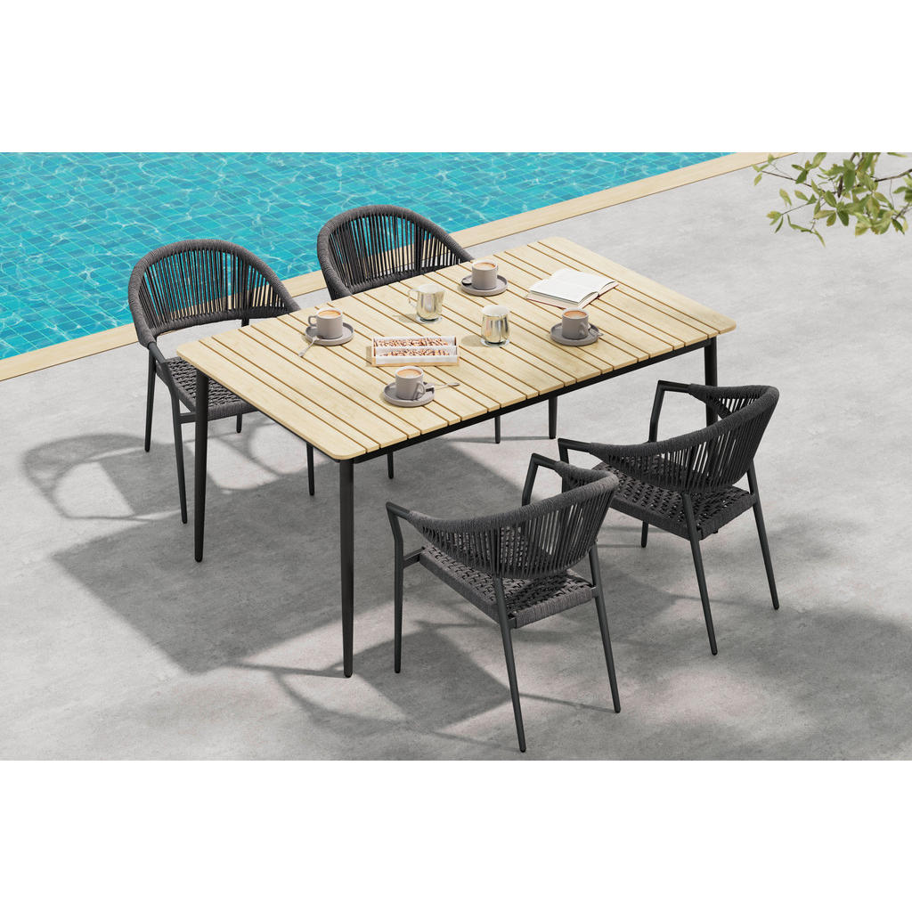 Thumbnail - Ambia Garden Gartentisch, Natur, Dunkelgrau, Metall, Kunststoff, rechteckig, konisch, 150x74x90 cm, rostfrei, Gartenmöbe...