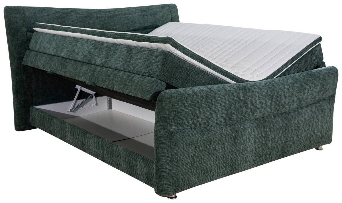 BOXSPRINGBETT 180/200 cm  in Grau, Grün  - Chromfarben/Grau, KONVENTIONELL, Textil/Metall (180/200cm) - Esposa