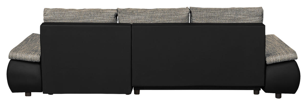 ECKSOFA Grau, Schwarz Textilgeflecht  - Chromfarben/Schwarz, Design, Textil (266/175cm) - Livetastic