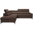 ECKSOFA in Struktur Dunkelbraun  - Dunkelbraun/Schwarz, MODERN, Textil/Metall (212/254cm) - Carryhome