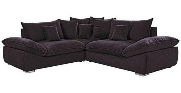 ECKSOFA in Velours Dunkelbraun  - Chromfarben/Dunkelbraun, KONVENTIONELL, Kunststoff/Textil (247/247cm) - Carryhome