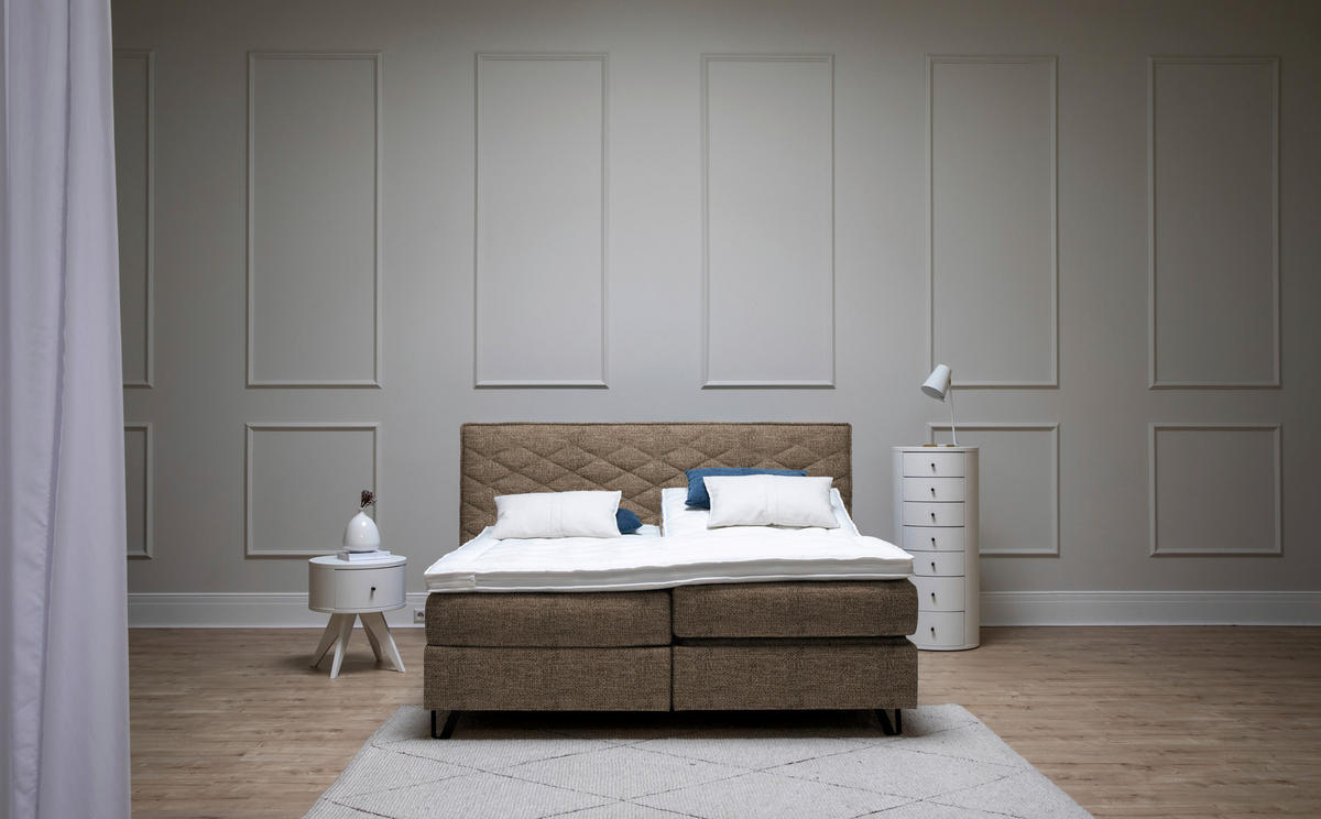 BOXSPRINGBETT 160/200 cm  in Braun  - Schwarz/Braun, KONVENTIONELL, Holz/Textil (160/200cm) - Sjöholm