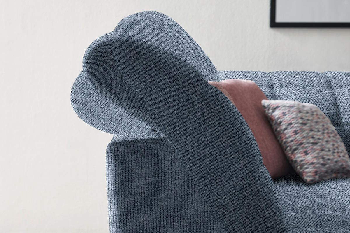 ECKSOFA in Webstoff Blau  - Blau/Schwarz, Design, Textil/Metall (216/302cm) - Xora