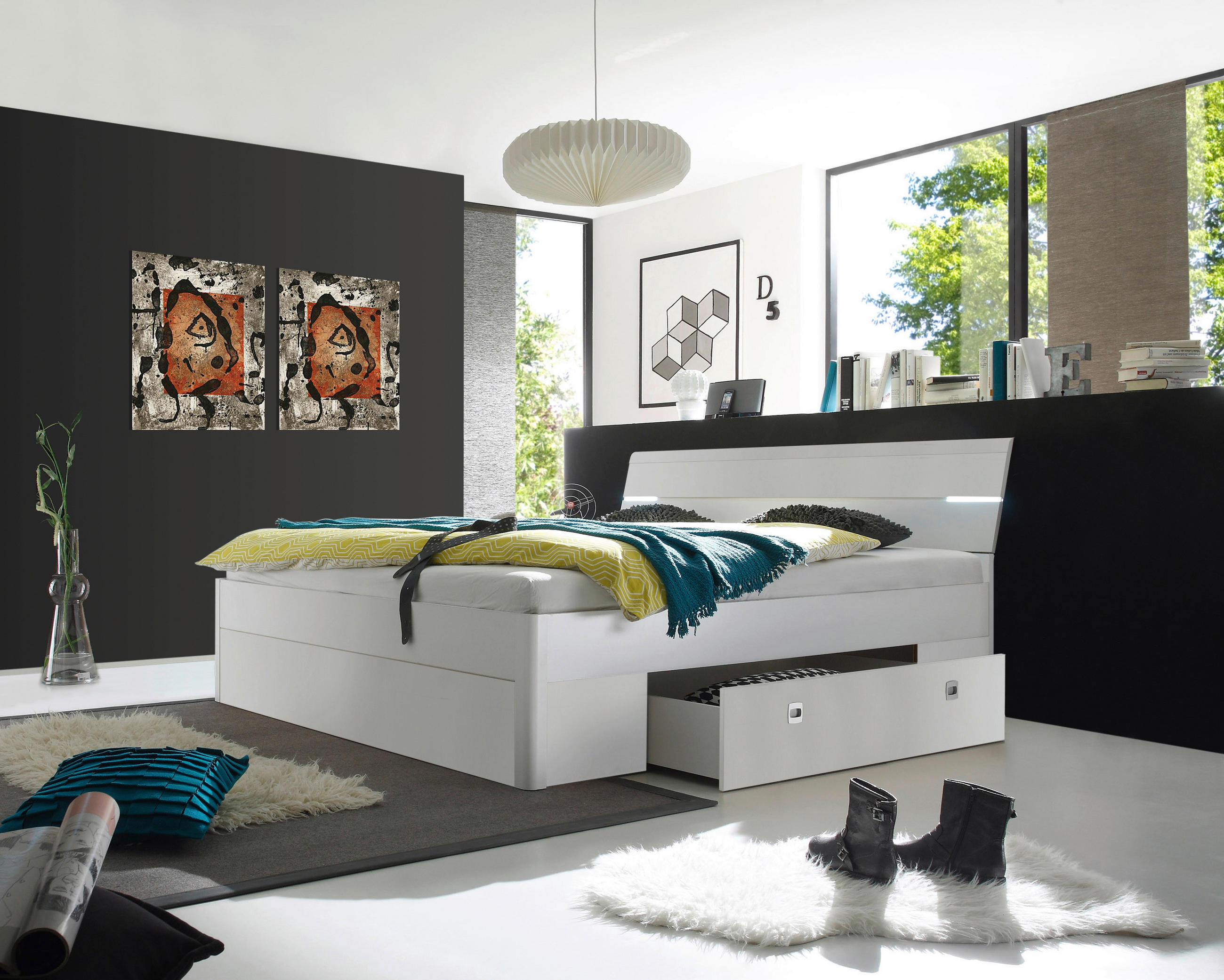 STAURAUMBETT 180/200 cm,  in Weiß,  - Weiß, MODERN (180/200cm) - MID.YOU