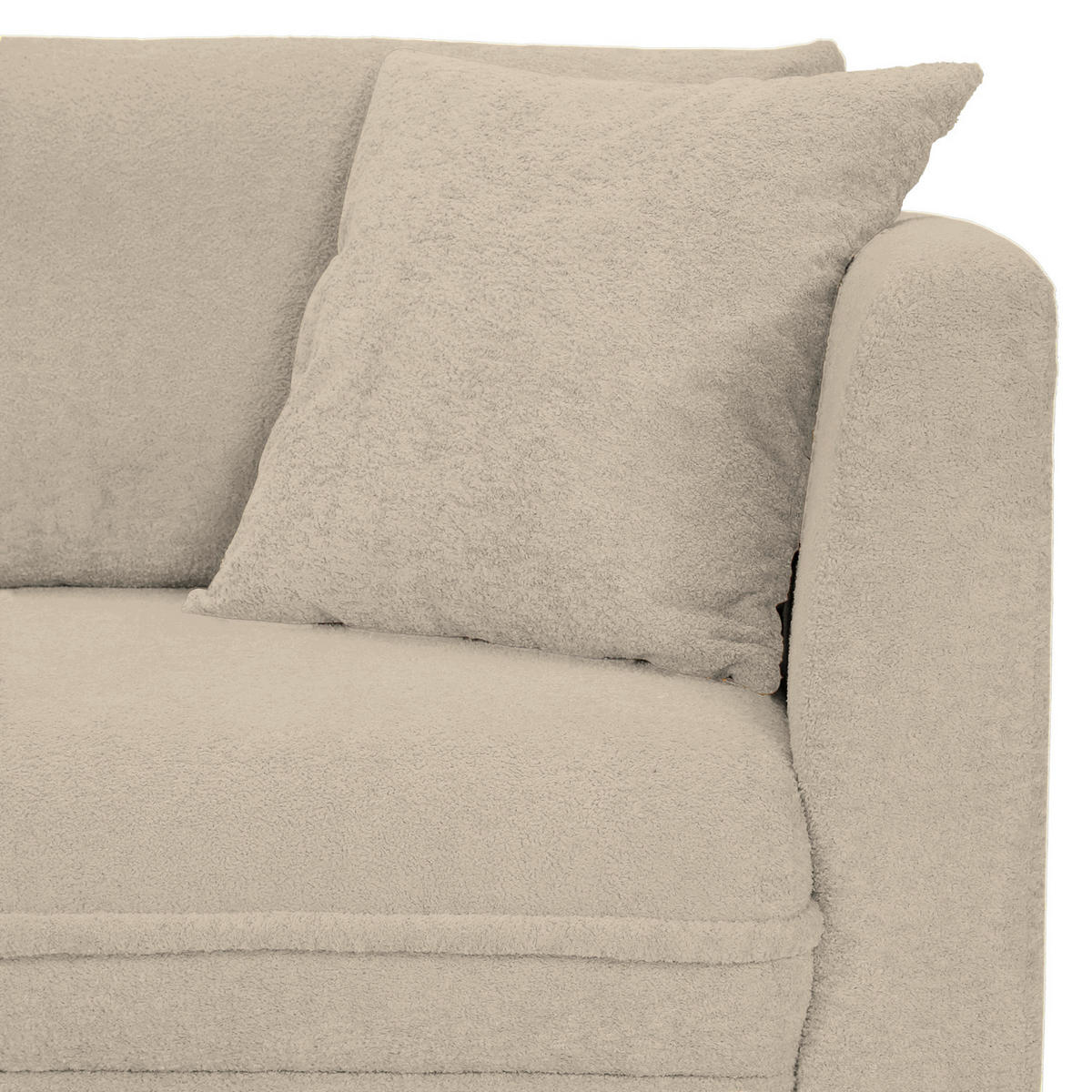 ECKSOFA Creme Plüsch Zierkissen, Rückenkissen, Bettkasten, Schlaffunktion, Rücken echt, Liegefläche im Originalstoff  - Beige/Creme, MODERN, Kunststoff/Textil (246/178cm) - Carryhome