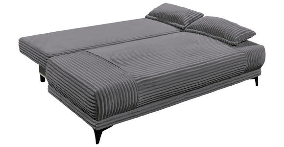 SCHLAFSOFA Cord Anthrazit Rückenkissen, Armlehnenkissen, Bettkasten, Schlaffunktion, Rücken echt, Liegefläche im Originalstoff  - Anthrazit/Schwarz, KONVENTIONELL, Kunststoff/Textil (211/96/105cm) - Carryhome