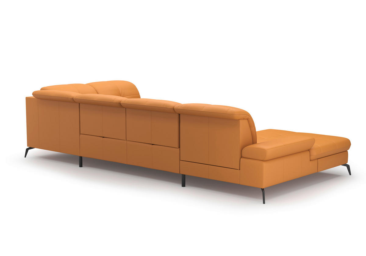 WOHNLANDSCHAFT in Echtleder Currygelb  - Currygelb/Schwarz, Konventionell, Leder/Metall (185/357/231cm) - Sit & More