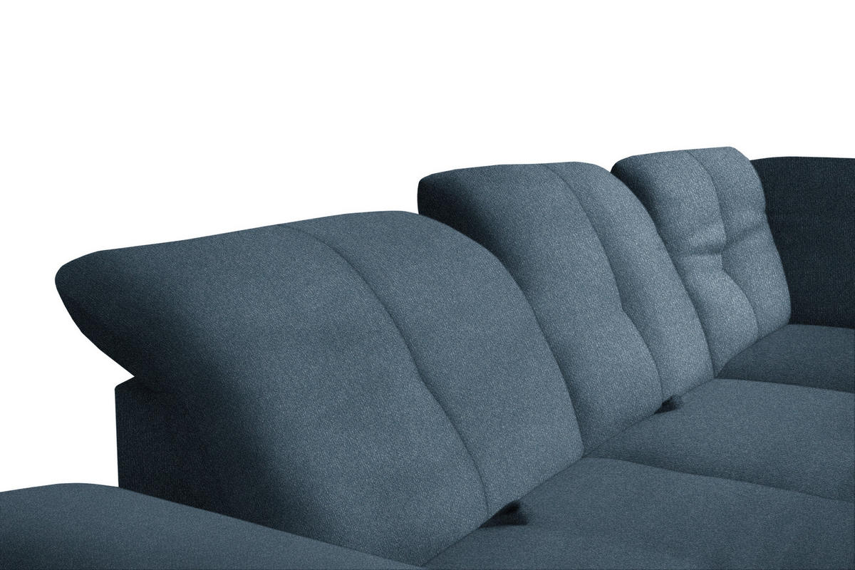 ECKSOFA in Flachgewebe Blau  - Blau/Schwarz, Design, Textil/Metall (242/313cm) - Xora