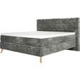 BOXSPRINGBETT 180/200 cm  in Dunkelgrau  - Eichefarben/Dunkelgrau, Design, Holz/Textil (180/200cm) - Esposa