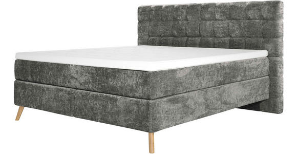 BOXSPRINGBETT 180/200 cm  in Dunkelgrau  - Eichefarben/Dunkelgrau, Design, Holz/Textil (180/200cm) - Esposa