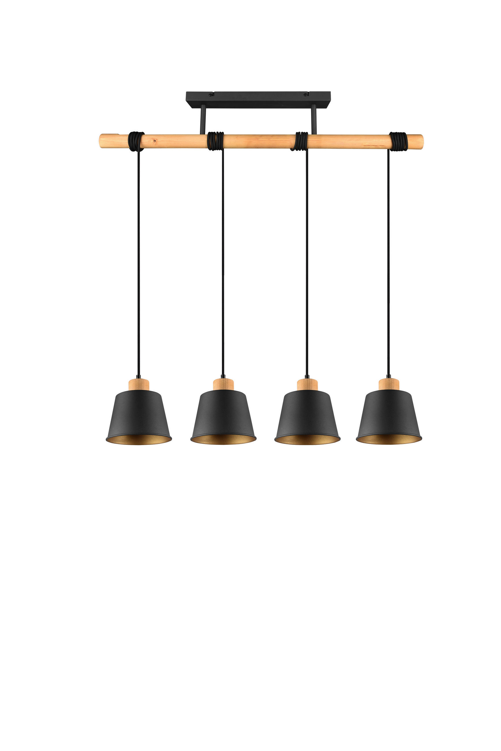 PENDELLAMPA Harris 18/150 cm  - svart/guldfärgad, Modern, metall/trä (18/150cm) - Trio Leuchten