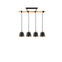 PENDELLAMPA Harris 18/150 cm  - svart/guldfärgad, Modern, metall/trä (18/150cm) - Trio Leuchten