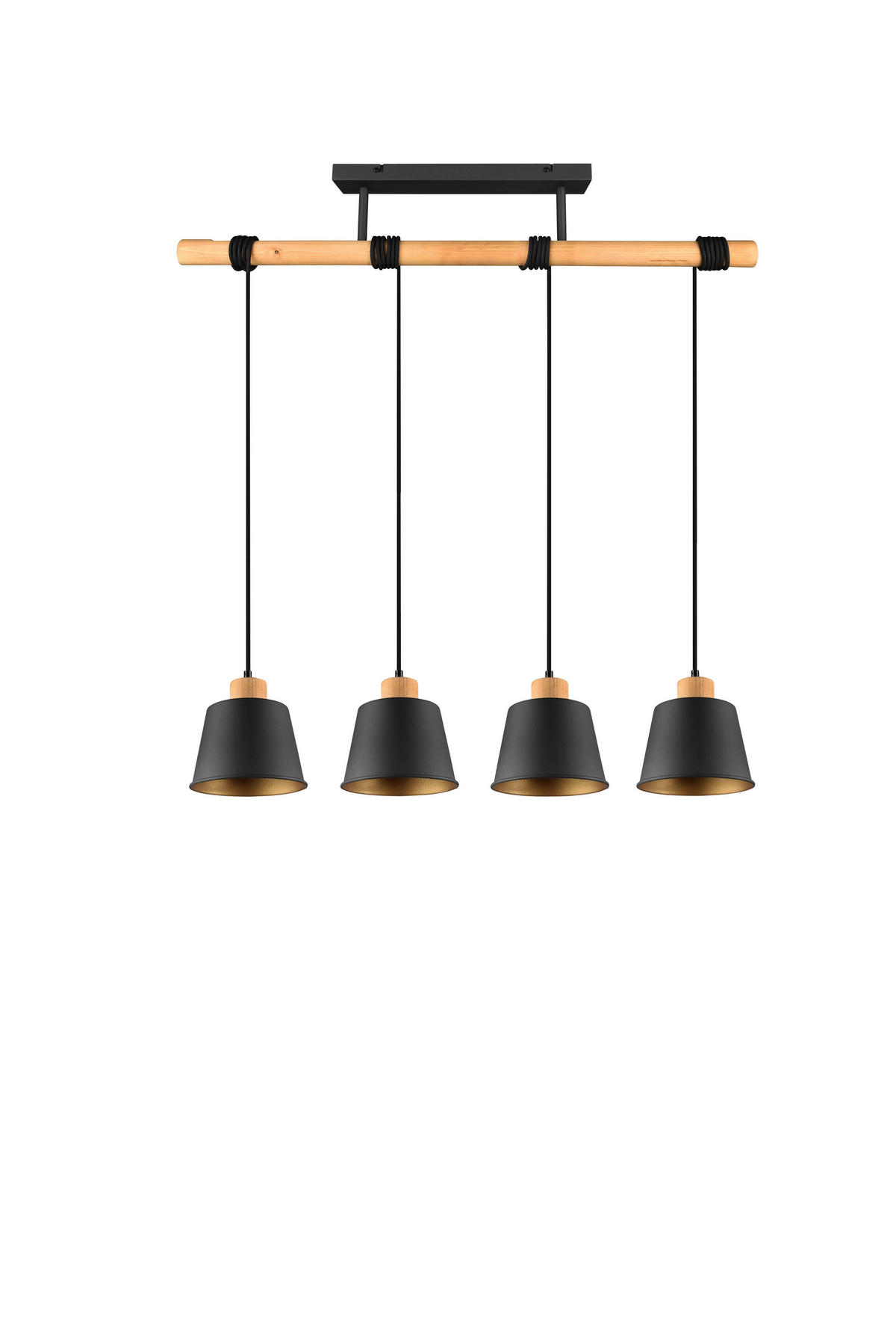 PENDELLAMPA Harris 18/150 cm  - svart/guldfärgad, Modern, metall/trä (18/150cm) - Trio Leuchten