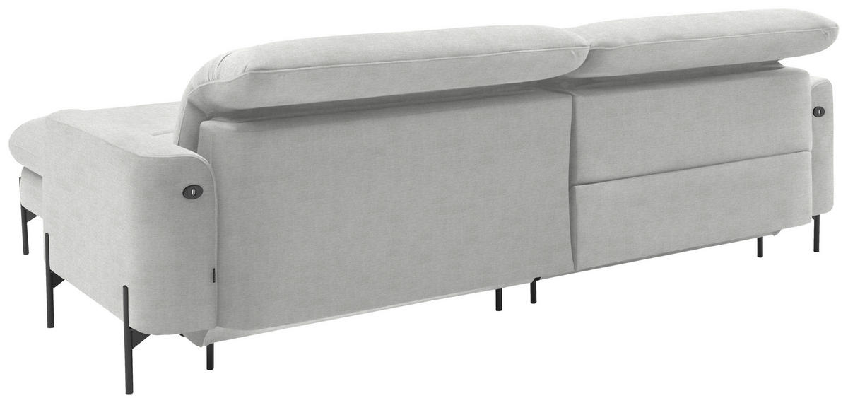 ECKSOFA in Flachgewebe Ecru  - Ecru/Schwarz, Design, Textil/Metall (252/191cm) - Dieter Knoll