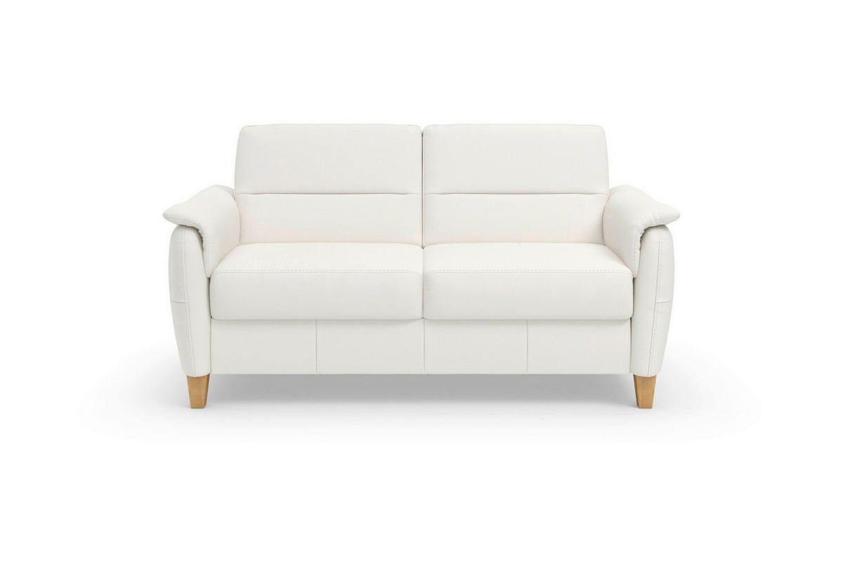 TROJMIESTNA POHOVKA, biela, pravá koža - biela/farba duba, Basics, koža/drevo (179/89/89cm) - Sit & More