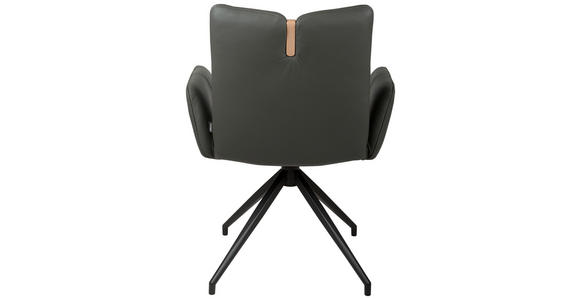 ARMLEHNSTUHL  Sitzfläche 360° drehbar, automatische Rückholfunktion  Echtleder  - Anthrazit/Schwarz, Design, Leder/Holz (62/87/63cm) - Valnatura