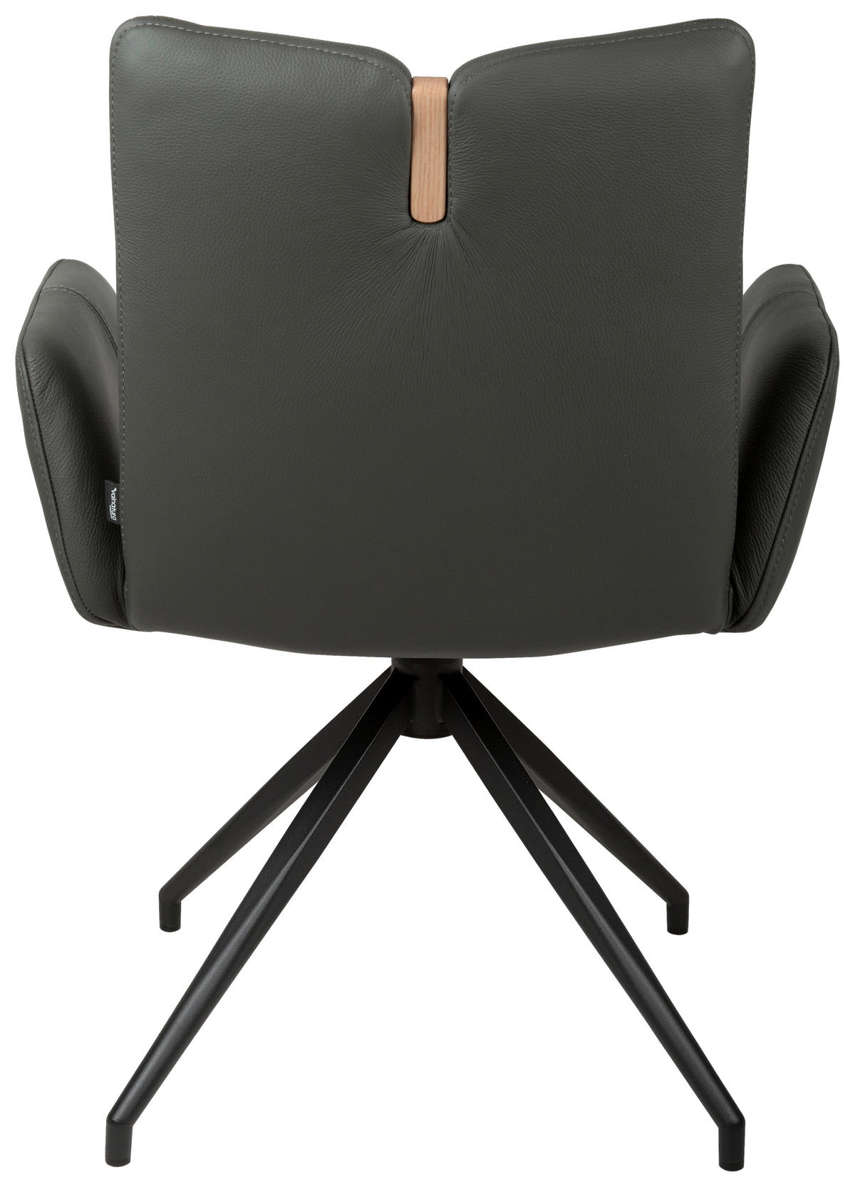 ARMLEHNSTUHL  Sitzfläche 360° drehbar, automatische Rückholfunktion  Echtleder  - Anthrazit/Schwarz, Design, Leder/Holz (62/87/63cm) - Valnatura