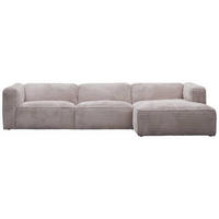 ECKSOFA Ottomane rechts, Eckteil  FEBE Taupe Cord  - Taupe/Schwarz, Design, Kunststoff/Textil (332/163cm) - Stylife