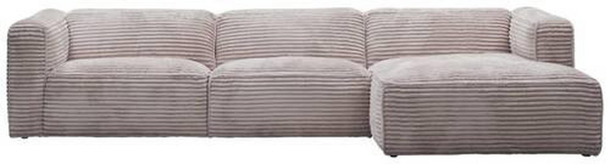 ECKSOFA Ottomane rechts, Eckteil  FEBE Taupe Cord  - Taupe/Schwarz, Design, Kunststoff/Textil (332/163cm) - Stylife