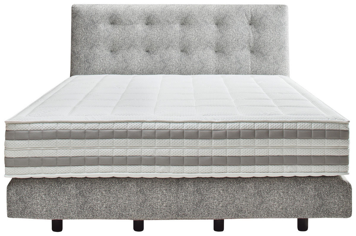 BOXSPRINGBETT 180/200 cm  in Grau  - Schwarz/Grau, KONVENTIONELL, Kunststoff/Textil (180/200cm) - Dieter Knoll