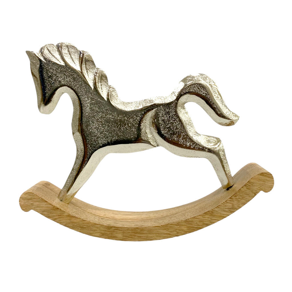 DEKORAČNÝ KÔŇ - hnedá/strieborná, Lifestyle, kov/drevo (16/4/19,5cm) - X-Mas