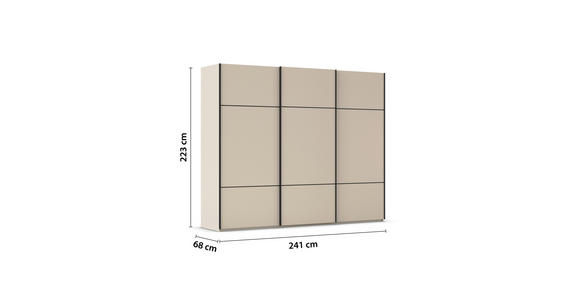 SCHWEBETÜRENSCHRANK in Champagner - Champagner/Schwarz, KONVENTIONELL, Holzwerkstoff/Metall (242/223/68cm) - Novel