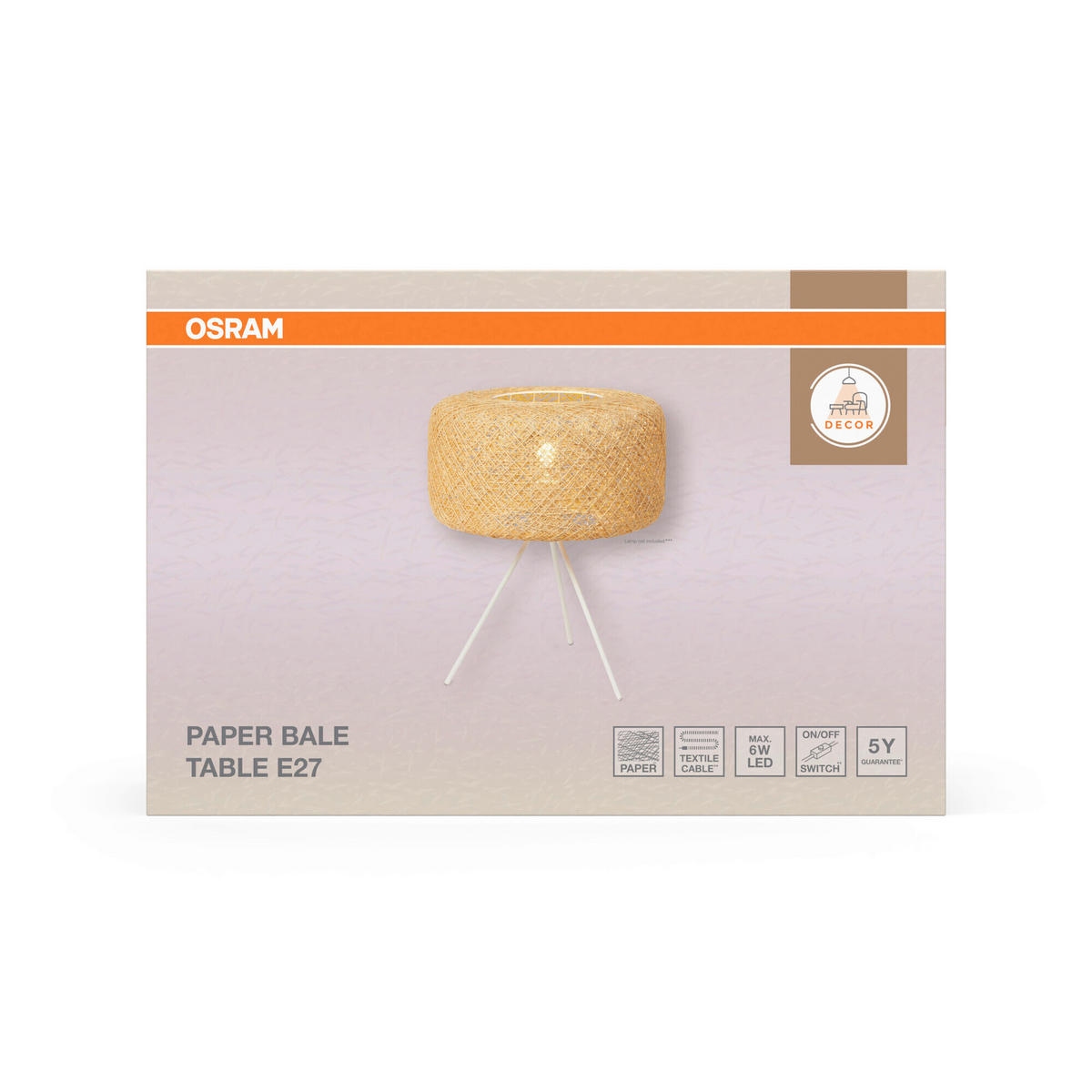 TISCHLEUCHTE 40/48.5 cm   - Beige, Natur, Papier/Metall (40/48.5cm) - Osram