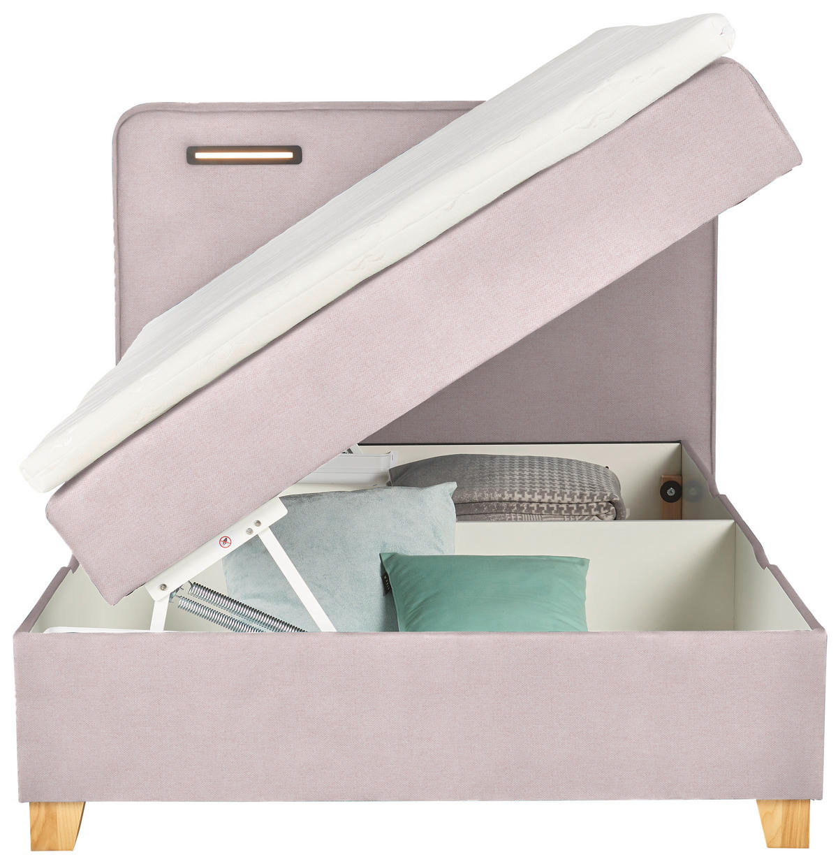 BOXBETT 120/200 cm  in Hellrosa  - Hellrosa, Konventionell, Holz/Textil (120/200cm) - Moderano