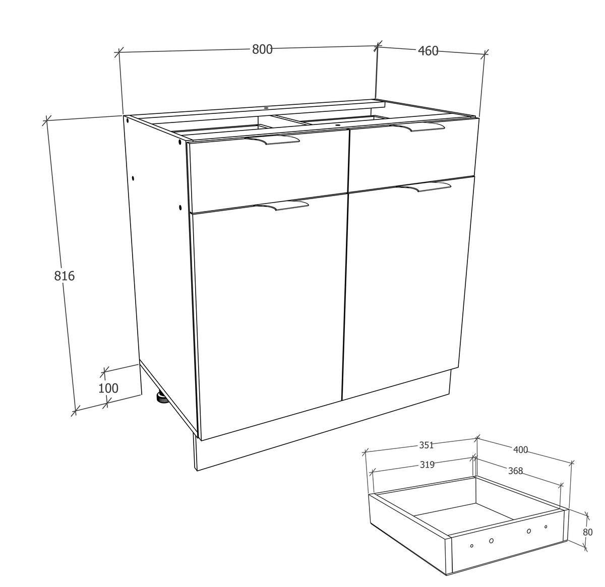KÜCHENUNTERSCHRANK 80/82/46 cm  in Weiss, Honigeiche  - Honigeiche/Weiss, Trend, Holzwerkstoff/Kunststoff (80/82/46cm) - MID.YOU