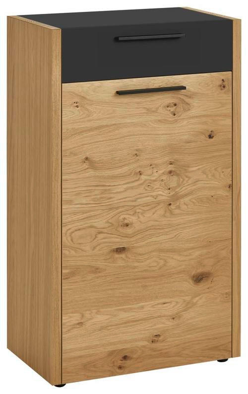 SCHUHSCHRANK Eiche, Balkeneiche furniert Schwarz, Eichefarben  - Eichefarben/Schwarz, Design, Holz/Holzwerkstoff (61/103/37cm)