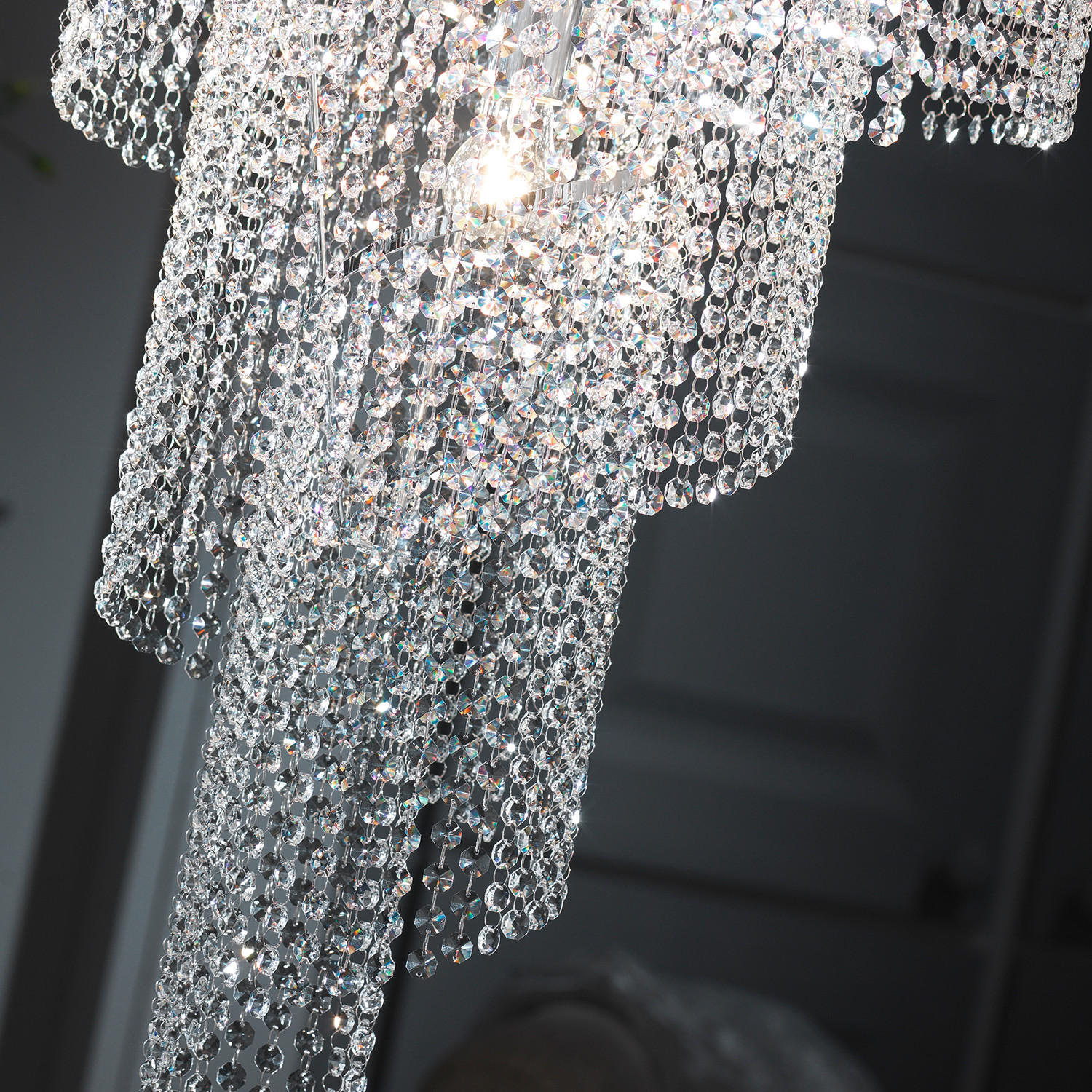 DECKENLEUCHTE    25/55/25 cm  - Chromfarben, Design, Glas/Metall (25/55/25cm)