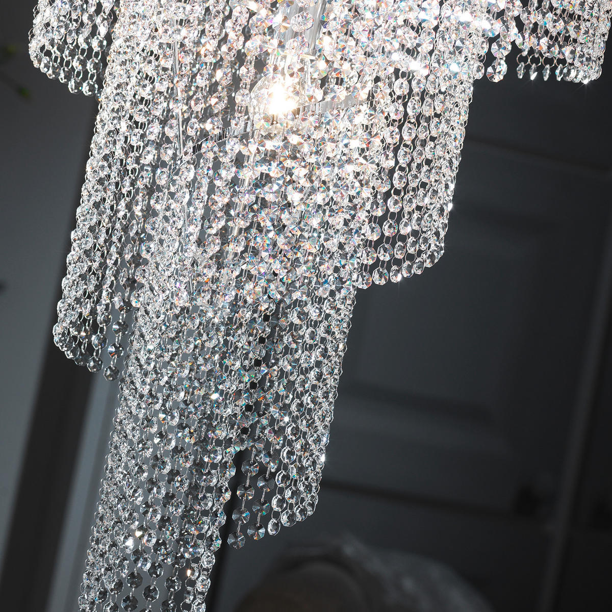 DECKENLEUCHTE ELICA 25/55/25 cm   - Chromfarben, Design, Glas/Metall (25/55/25cm)